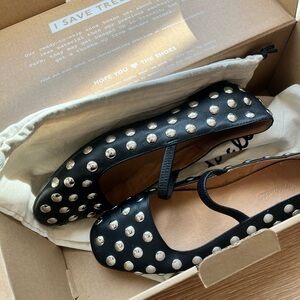 Madewell Greta Studded Ballet Leather Flat Black Size 7